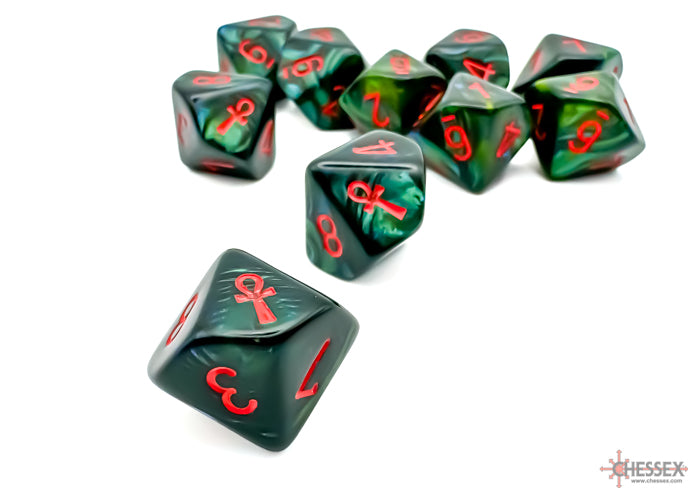 Chessex Scarab Jade/Red Ankh d10 Set | Odin's Place