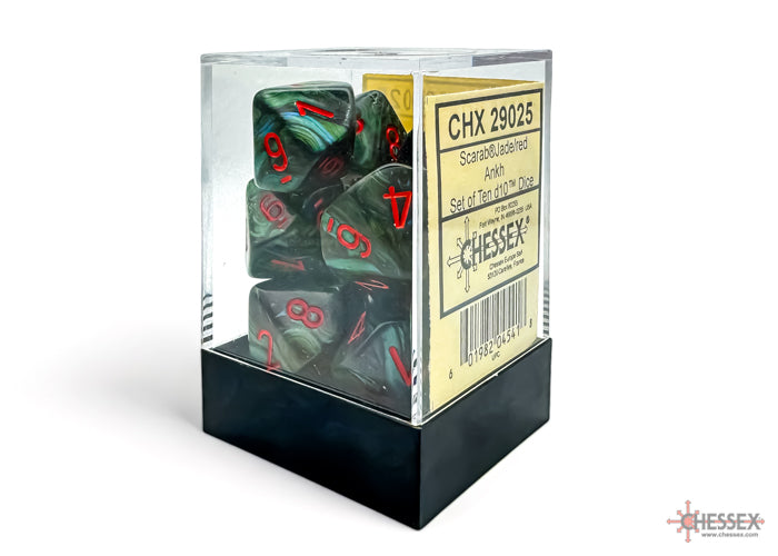 Chessex Scarab Jade/Red Ankh d10 Set | Odin's Place