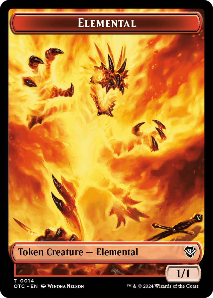 Elemental (0014) // Soldier (0026) Double-Sided Token [Outlaws of Thunder Junction Commander Tokens] | Odin's Place