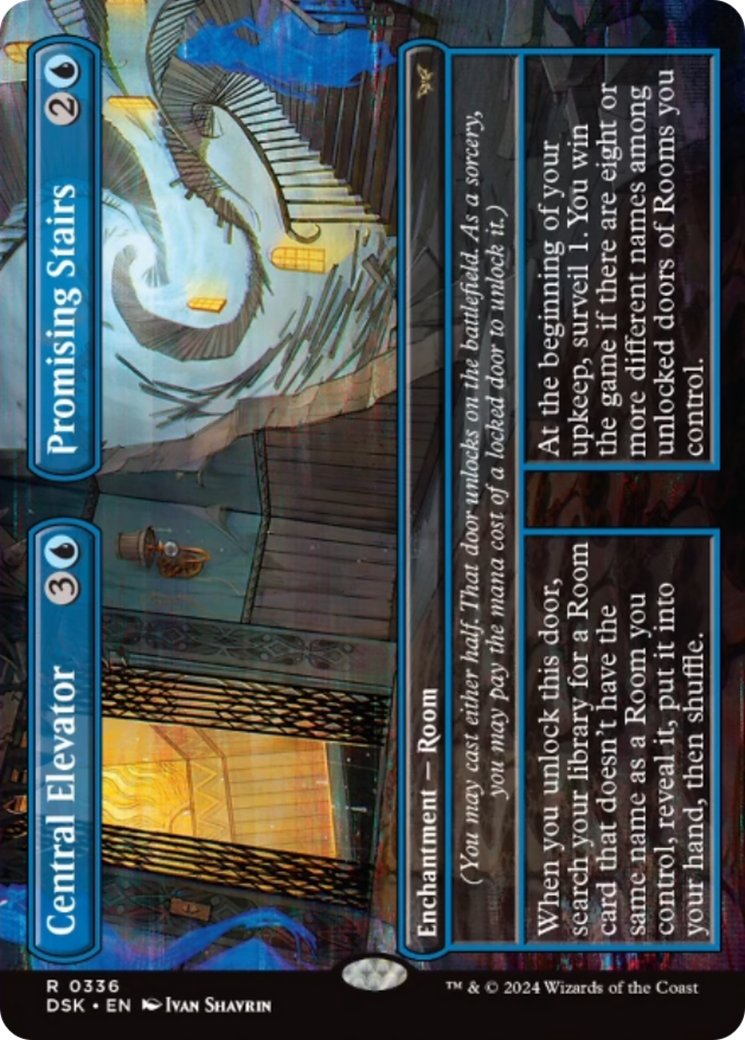 Central Elevator // Promising Stairs (Borderless) [Duskmourn: House of Horror] | Odin's Place
