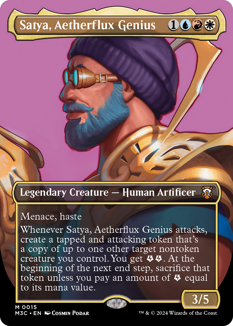 Satya, Aetherflux Genius (Borderless) (Ripple Foil) [Modern Horizons 3 Commander] | Odin's Place