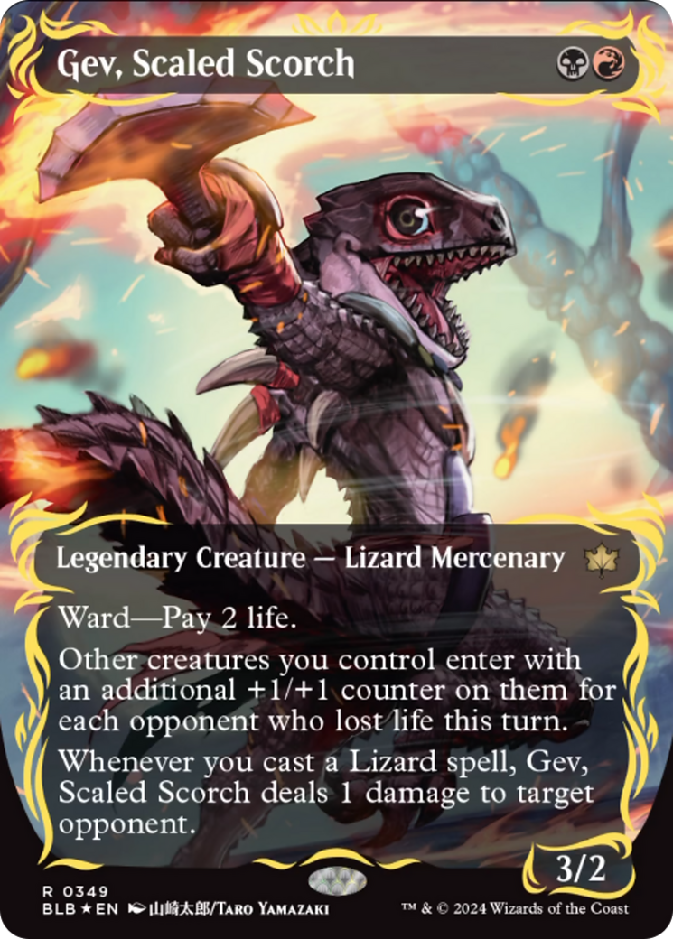 Gev, Scaled Scorch (Borderless) (Raised Foil) [Bloomburrow] | Odin's Place