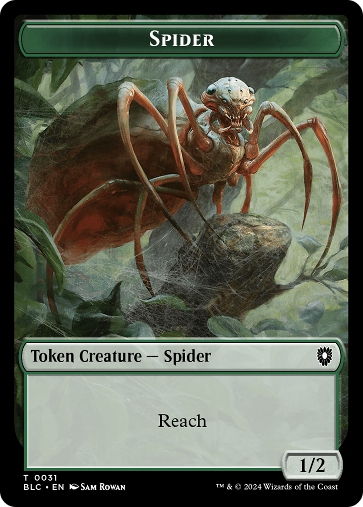 Spider // Blood Double-Sided Token [Bloomburrow Commander Tokens] | Odin's Place