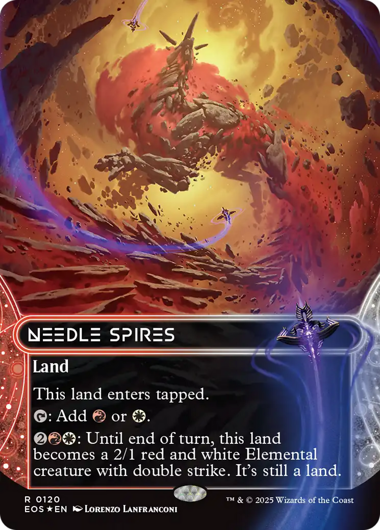 Needle Spires (0120) (Borderless) (Galaxy Foil) [Edge of Eternities: Stellar Sights] | Odin's Place
