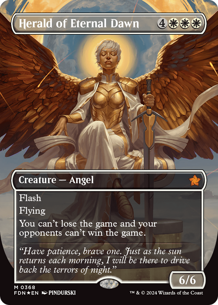 Herald of Eternal Dawn (Borderless) (Mana Foil) [Foundations] | Odin's Place