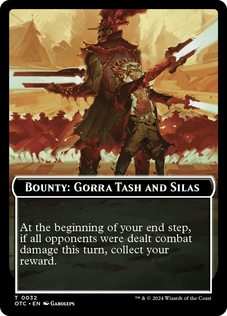 Bounty: Gorra Tash and Silas // Bounty Rules Double-Sided Token [Outlaws of Thunder Junction Commander Tokens] | Odin's Place