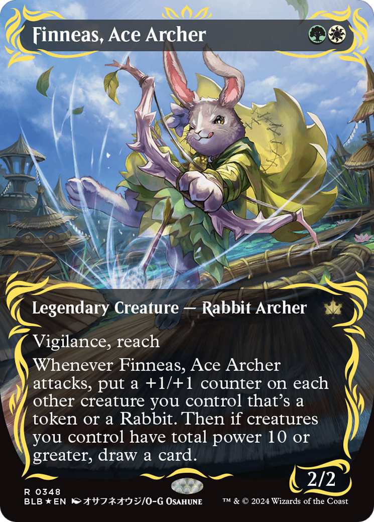 Finneas, Ace Archer (Borderless) (Raised Foil) [Bloomburrow] | Odin's Place