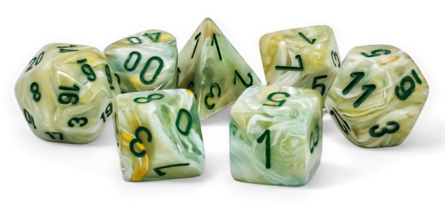 Marble: Mega-hedral Green/dark green 7-Die Set | Odin's Place