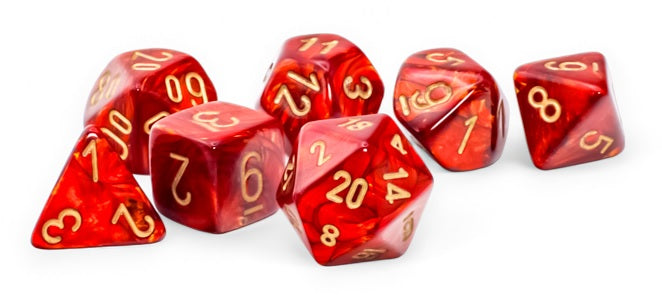 Scarab: Mega-hedral Scarlet/gold 7-Die Set | Odin's Place