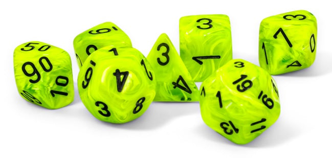Vortex: Mega-hedral Bright Green/black 7-Die Set | Odin's Place