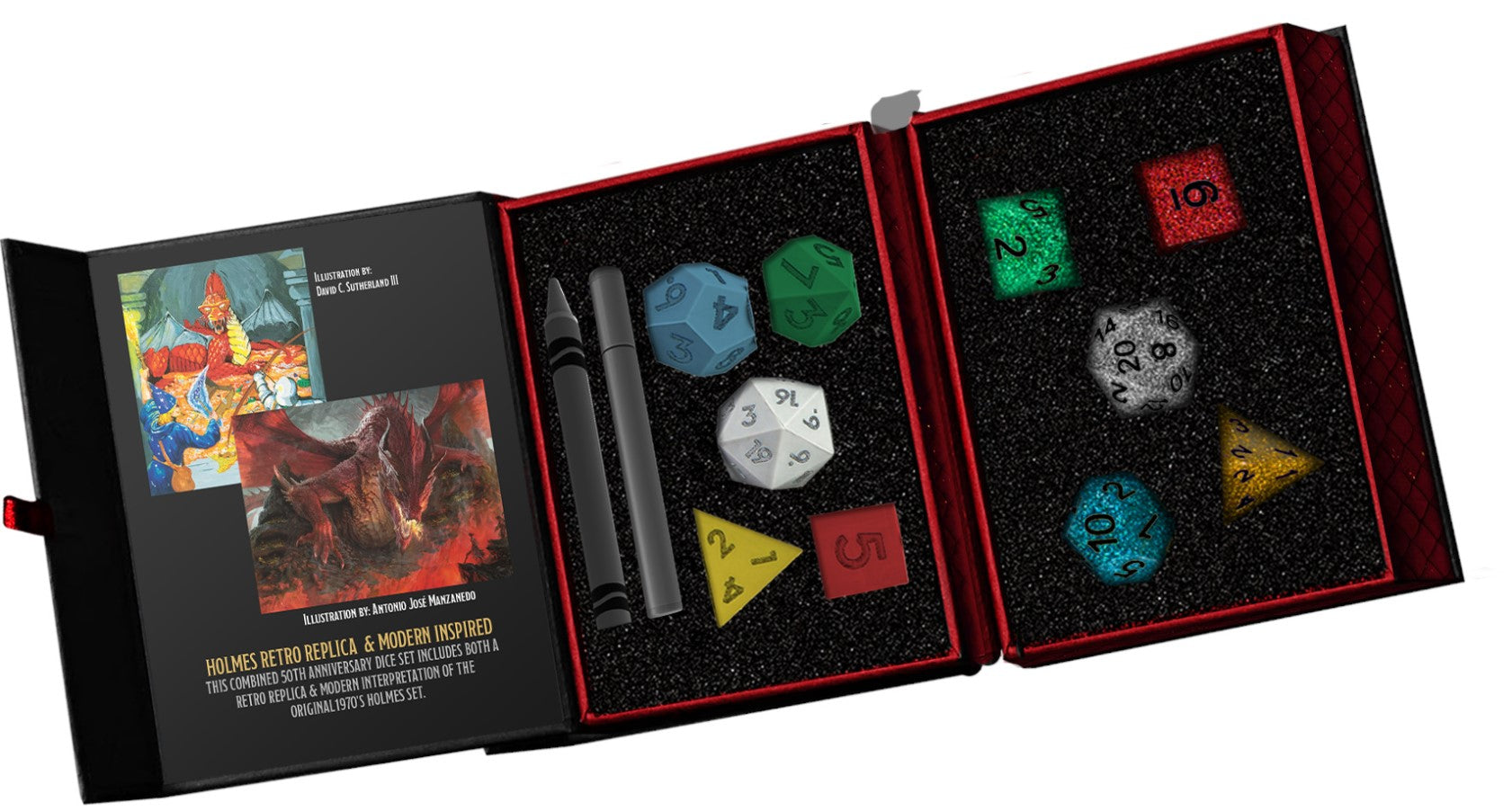 Dungeons & Dragons 50th Anniversary Dice: Retro Replica and Modern Inspired Set (10) | Odin's Place