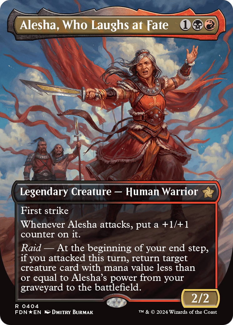 Alesha, Who Laughs at Fate (Borderless) (Mana Foil) [Foundations] | Odin's Place
