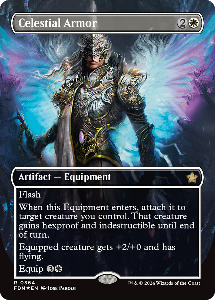 Celestial Armor (Borderless) (Mana Foil) [Foundations] | Odin's Place