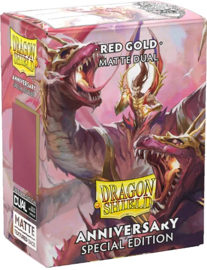Dragon Shields: (100) Matte Dual - 25th Special Edition Red / Gold | Odin's Place