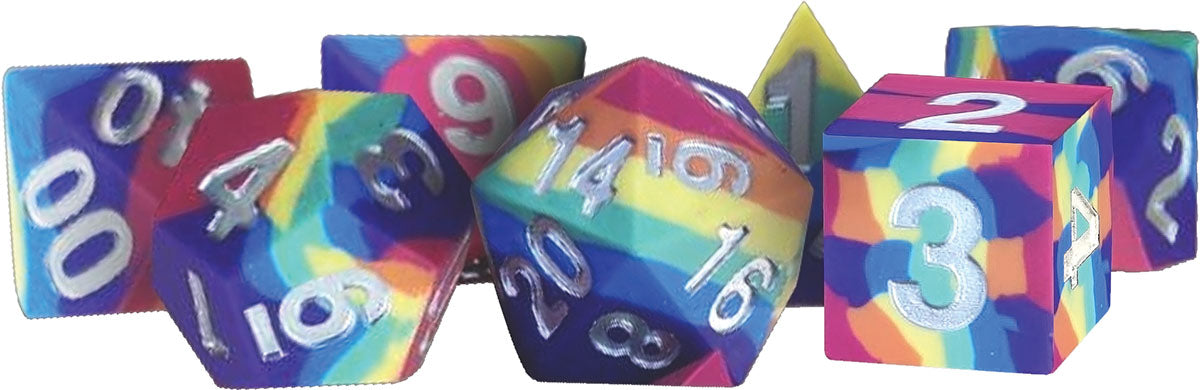 DND Dice Poly 7 Dice Set: Rainbow (Silicone) | Odin's Place