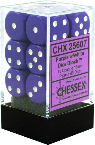 Opaque: 16mm D6 Purple/White (12) | Odin's Place