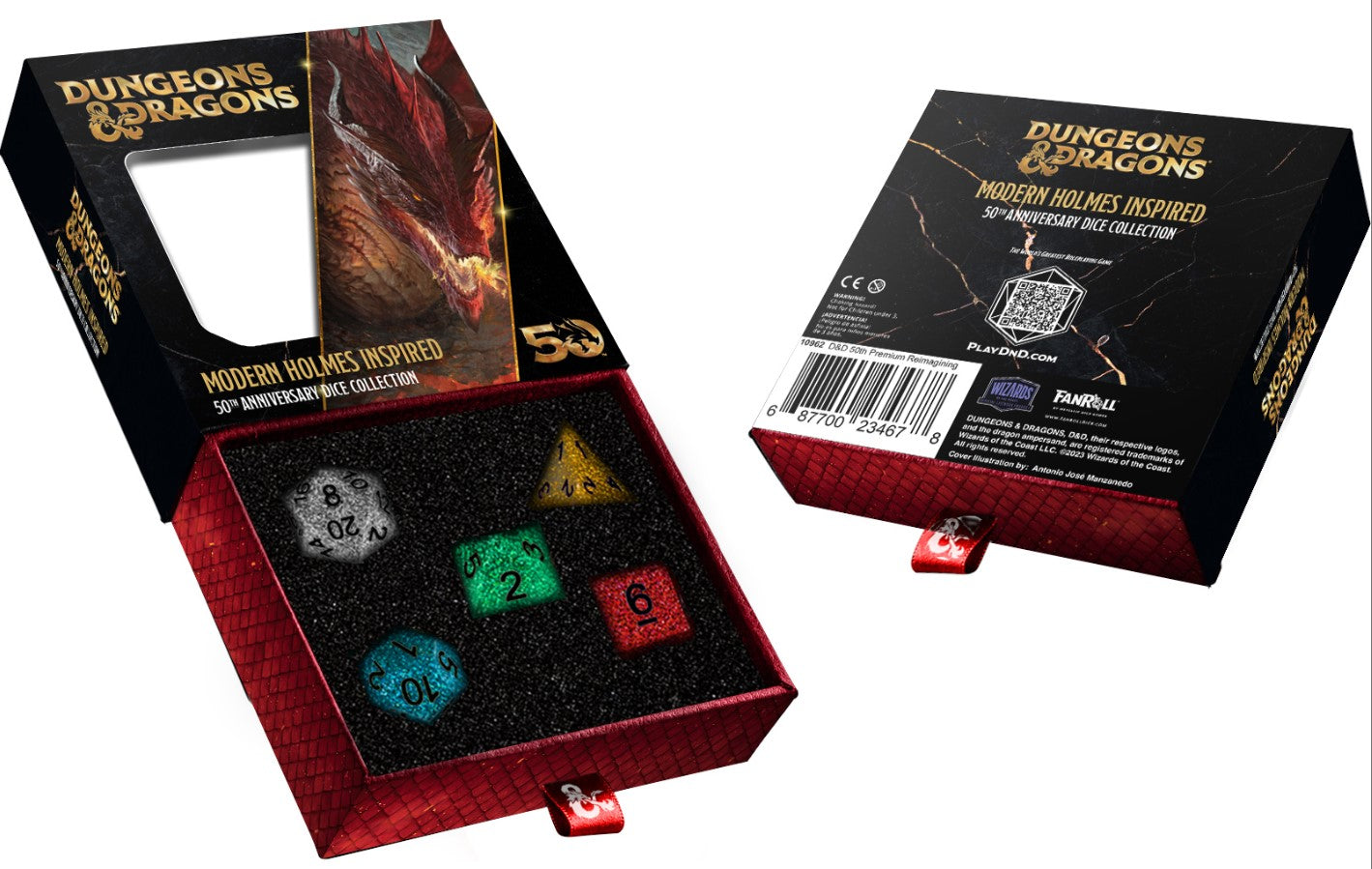 Dungeons & Dragons 50th Anniversary Dice: Modern Holmes Inspired Set (5) | Odin's Place