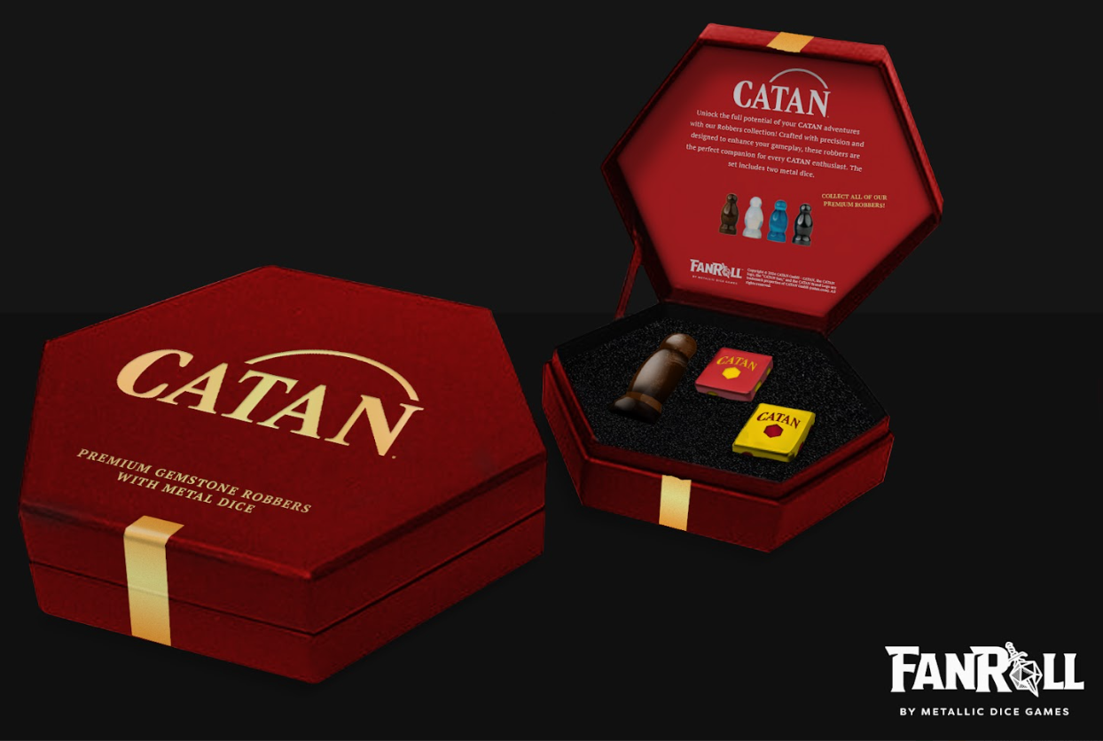 CATAN Premium Robber & Metal Dice Set- Tiger's Eye | Odin's Place