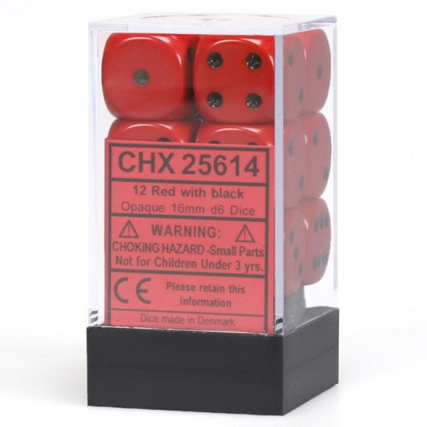 Opaque: 16mm D6 Red/Black (12) | Odin's Place