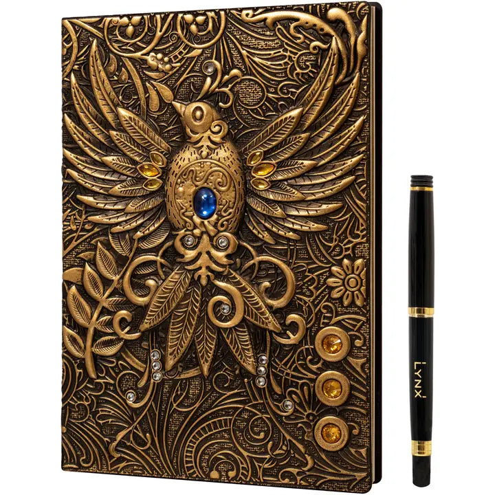 QMDirect 3D Faux-Leather Notebook / Journal - Gold Phoenix | Odin's Place