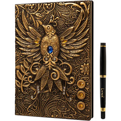QMDirect 3D Faux-Leather Notebook / Journal - Gold Phoenix | Odin's Place