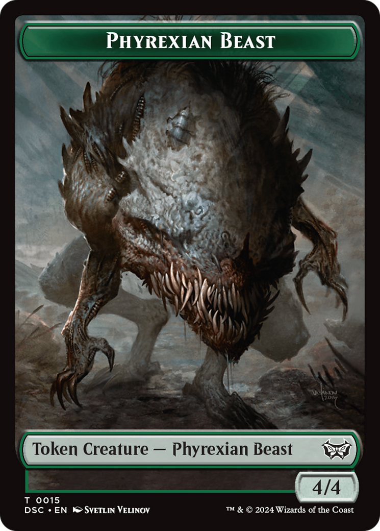Phyrexian Beast //Manifest Double-Sided Token [Duskmourn: House of Horror Commander Tokens] | Odin's Place