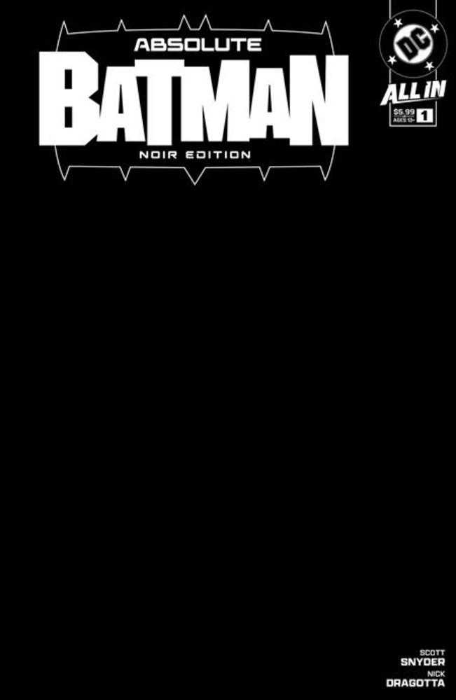Absolute Batman Noir Edition #1 (One Shot) Cover B Black Blank Card Stock Variant | Odin's Place