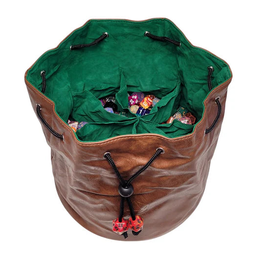 Forged Gaming Pouch of the Endless Hoard Dice Bag Brown with Green | Odin's Place