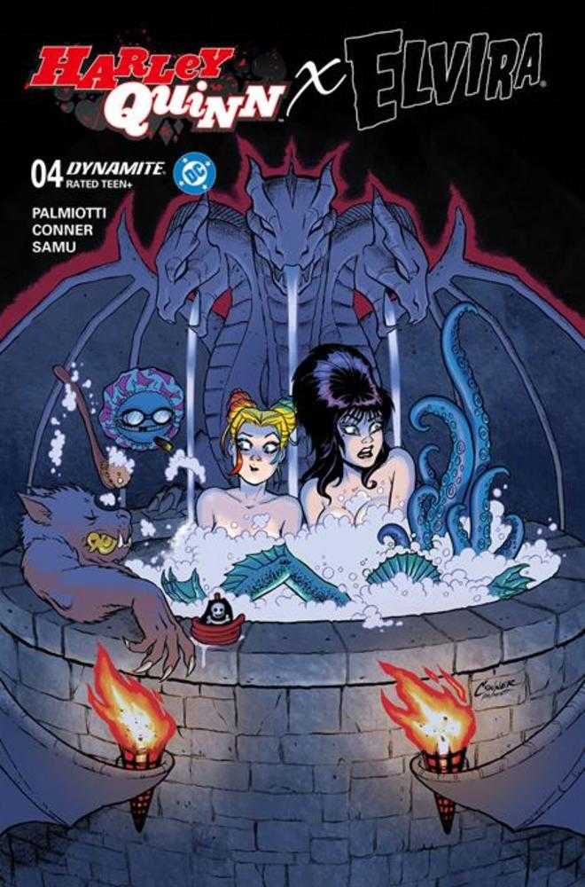 Harley Quinn X Elvira #4 Cover A Amanda Conner Hot Tub | Odin's Place