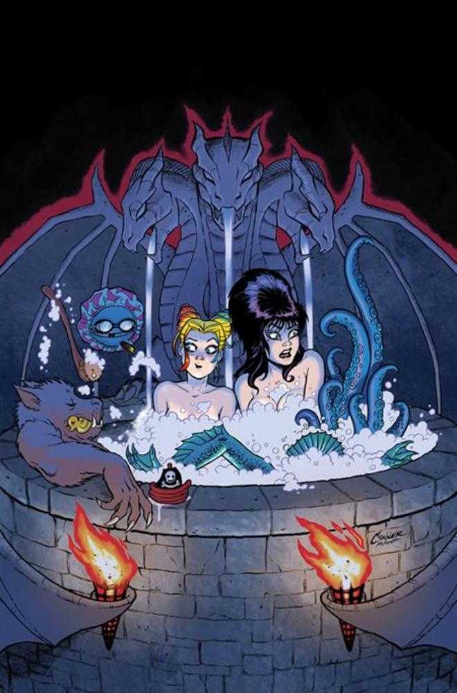 Harley Quinn X Elvira #4 Cover F Amanda Conner Hot Tub Metal Full Art Variant | Odin's Place