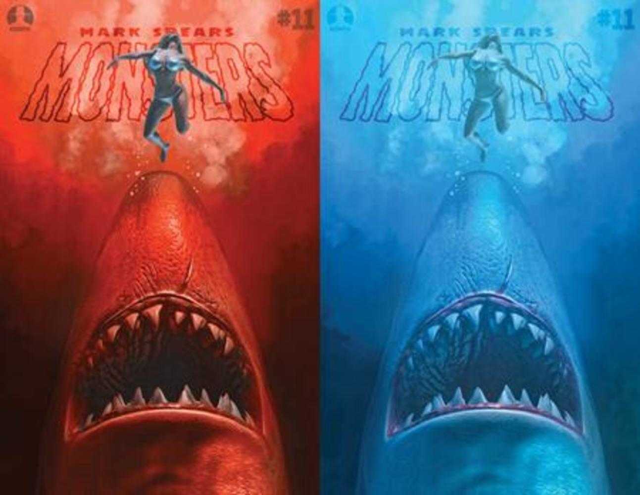 Mark Spears Monsters #11 Cover B Mark Spears Shark Attack Jaws Homage Holofoil Flip Cover Variant | Odin's Place
