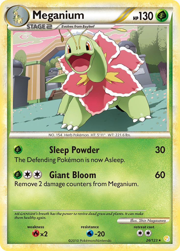 Meganium (26/123) (Cracked Ice Holo) [HeartGold & SoulSilver: Base Set] | Odin's Place
