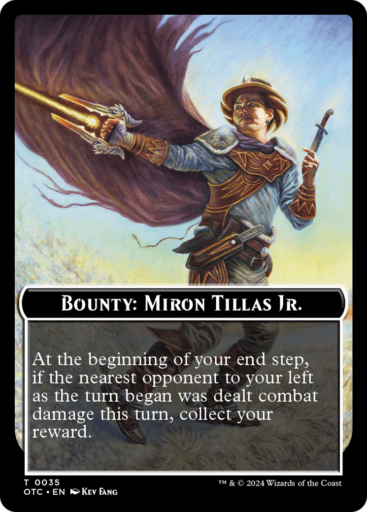 Bounty: Miron Tillas Jr. // Bounty Rules Double-Sided Token [Outlaws of Thunder Junction Commander Tokens] | Odin's Place