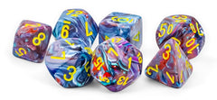 Chessex Festive: Mega-hedral Mosaic/yellow 7-Die Set | Odin's Place