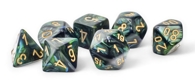 Chessex Scarab: Mega-hedral Jade/gold 7-Die Set | Odin's Place