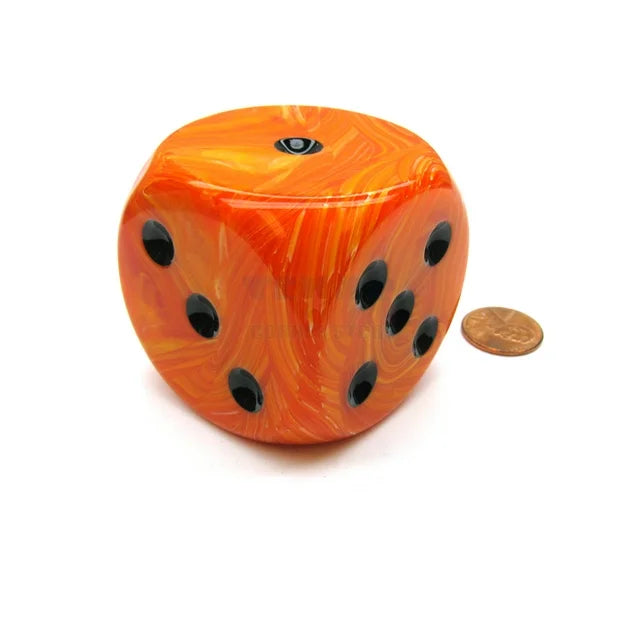 Oversized 50mm D6 Single Die Vortex Orange w/Black | Odin's Place