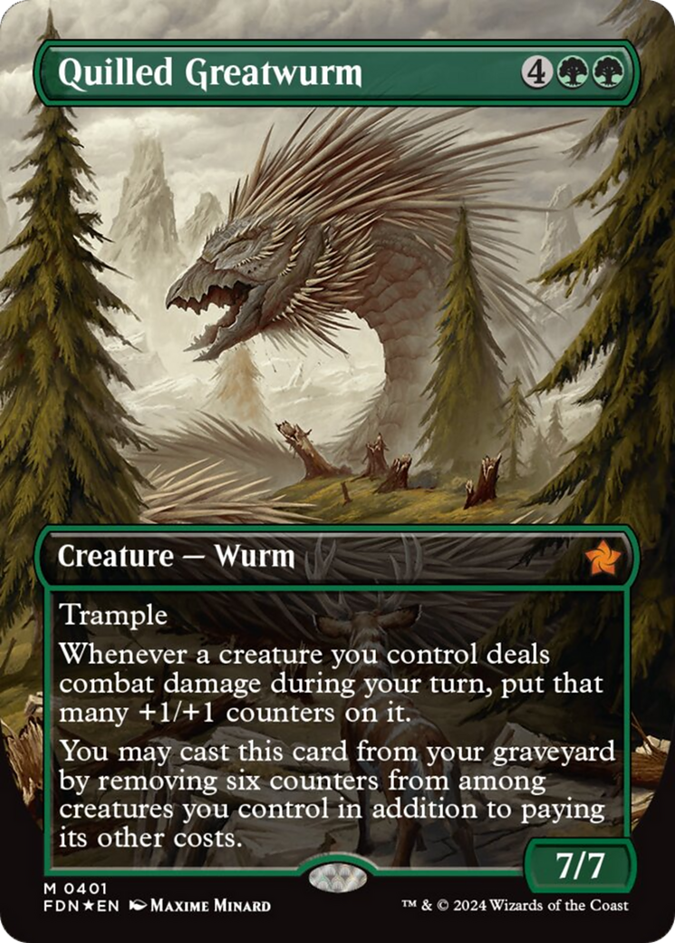Quilled Greatwurm (Borderless) (Mana Foil) [Foundations] | Odin's Place