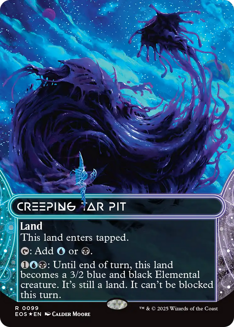 Creeping Tar Pit (0099) (Borderless) (Galaxy Foil) [Edge of Eternities: Stellar Sights] | Odin's Place