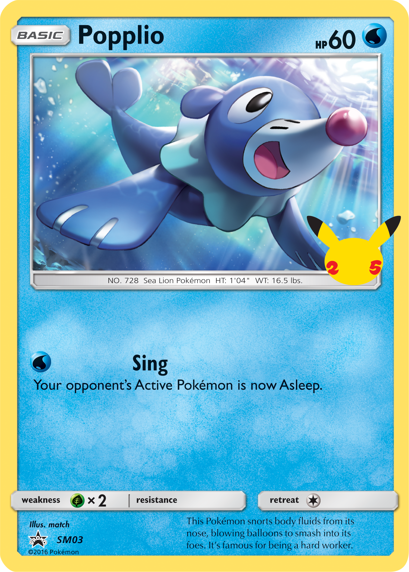 Popplio (SM03) (Jumbo Card) [First Partner Pack] | Odin's Place
