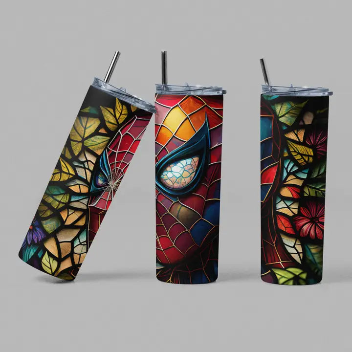 The Geek Boutique: Spider Superhero Stained Glass Tumbler | Odin's Place