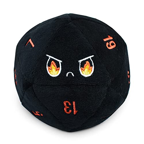 D20 Dice Plushie: Starry eyes & Fire eyes-Black | Odin's Place