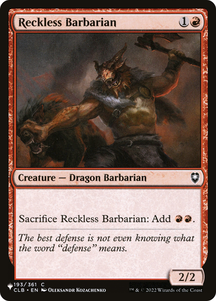 Reckless Barbarian [The List] | Odin's Place