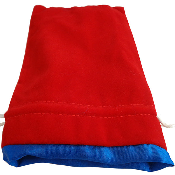 FanRoll Large Red Velvet Dice Bag with Blue Satin Lining | Odin's Place