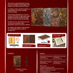 QMDirect 3D Faux-Leather Notebook / Journal - Gold Phoenix | Odin's Place
