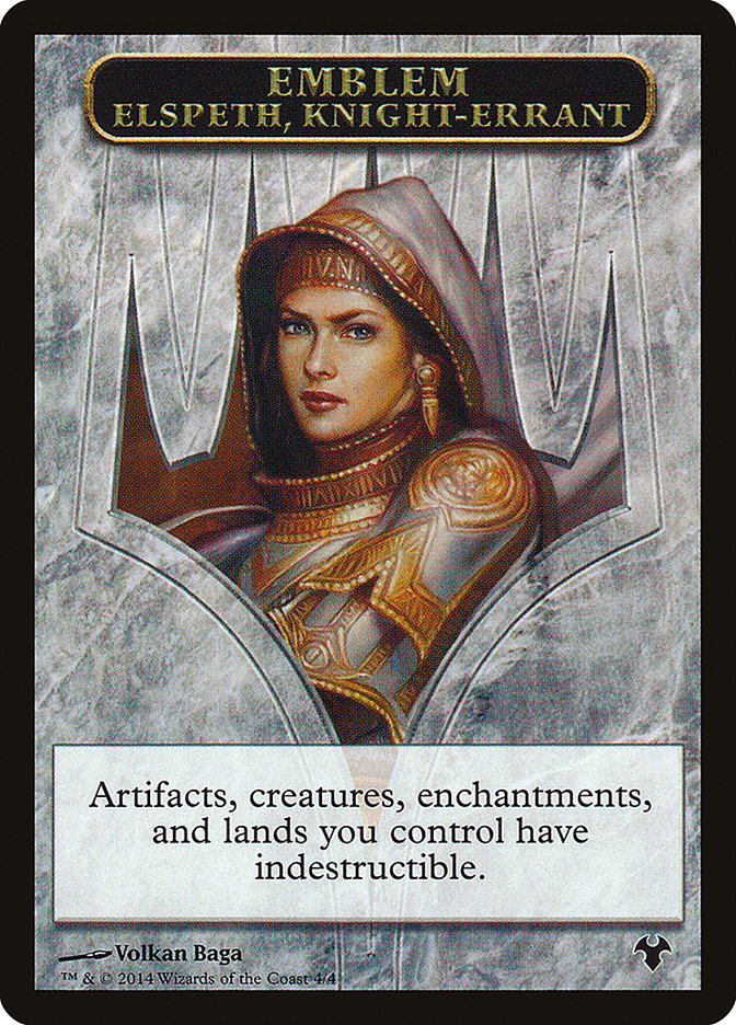 Emblem - Elspeth, Knight-Errant // Soldier Double-Sided Token [Modern Event Deck 2014 Tokens] | Odin's Place