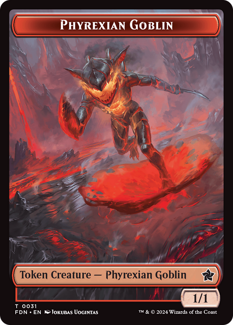 Cat (0027) // Phyrexian Goblin Double-Sided Token [Foundations Tokens] | Odin's Place