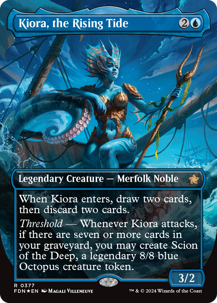 Kiora, the Rising Tide (Borderless) (Mana Foil) [Foundations] | Odin's Place