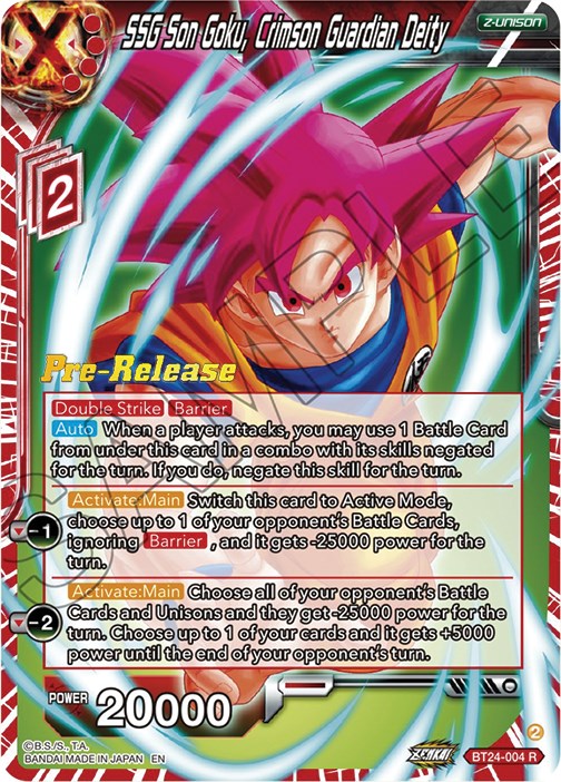 SSG Son Goku, Crimson Guardian Deity (BT24-004) [Beyond Generations Prerelease Promos] | Odin's Place