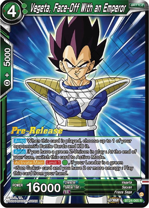 Vegeta, Face-Off With an Emperor (BT24-065) [Beyond Generations Prerelease Promos] | Odin's Place