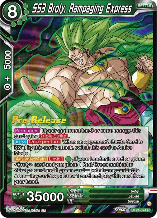 SS3 Broly, Rampaging Express (BT24-074) [Beyond Generations Prerelease Promos] | Odin's Place